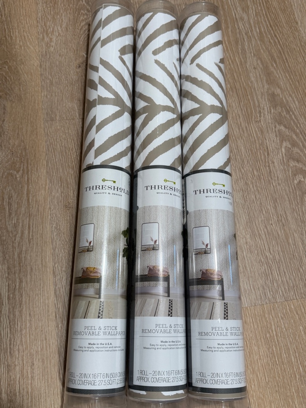 Threshold Beige and White Herringbone Peel & Stick Removable Wallpaper Rolls